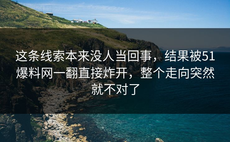 这条线索本来没人当回事，结果被51爆料网一翻直接炸开，整个走向突然就不对了
