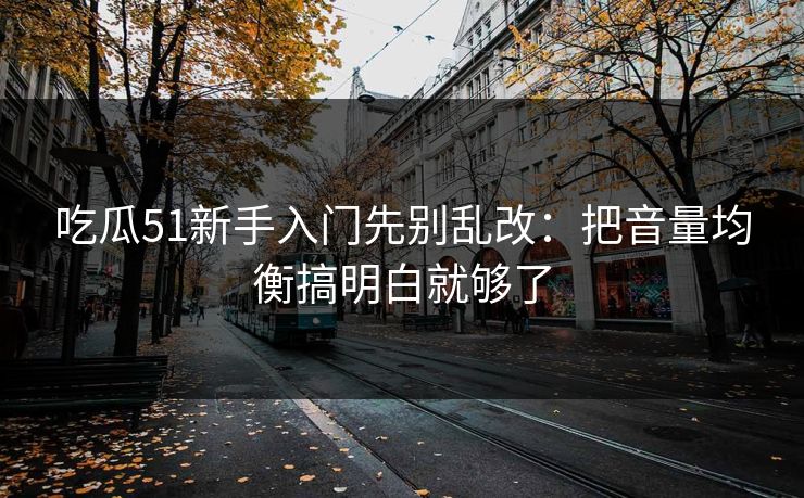 吃瓜51新手入门先别乱改:把音量均衡搞明白就够了